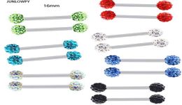 Fashion Tongue Ring Stainless Steel Nipple Barbell Crystal Ear Bar Tragus Earring Body Piercing Jewellery Mix 10 Colors4376563