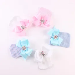 Hats Cute Born Baby Girl Boys Soft Bowknot Stripe Caps Beanie Hat Pink Blue White Winter Warm Accessories