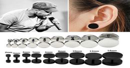 2Pcs Punk Black Unisex Stud Earring Barbell Piercing Earring For Men Women Gothic Street Pop Hip Hop Ear Jewellery Stainless Steel2172879