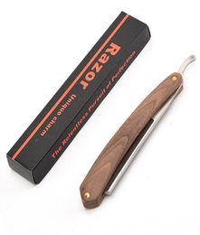 Men Shaving Straight Razor Natural Beech Wood Handle Carbon Steel Blade Manual Barber Shaver For hairdresser Custom Accept7712615