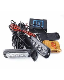 DC1224V Strobe with Remote Control 4LED Car Side Signs Grille Lights 16 Modes Warning Truck Emergency Lights8374653