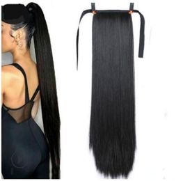 Young and Beauty Long straight Synthetic Ponytails Clip In Tail False Hair Hairpiece With Synthetic Heat Resistant Pony Tail Exten6484535