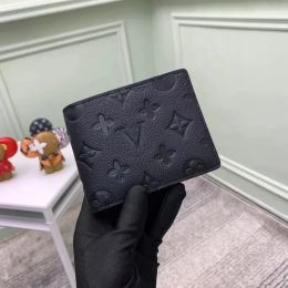 Men Black Designer embossed leather wallets urses luxury short mens wallet Card Holder classic pocket Bag original