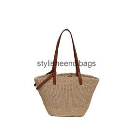 Totes 2023 New Women Handmade Straw Shoulder Bags Large Size Handbags Totes Casual Holiday Beach Bags 2 Colours Drop ShippingH24219