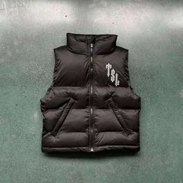 Mens Vests Trapstar London Jacket Men Winter Warm Hyperdrive Gilet Black Embroidered Womens Vest Fashion 2024