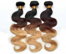 Ombre Hair Extensions Brazilian Body Wave Hair Weave Bundles Three Tone 1B427 Virgin Human Hair Extensions 3 or 4 PcsLot21221751794601