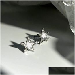 Stud Earrings Y2K Shinning Star For Women Punk Design Simple Rhinestone Fashion Jewellery Accessories Drop Delivery Dh4R1