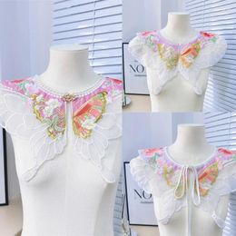 Scarves Embroidered Butterfly False Collar For Women Elegant Detachable HorseFace Skirt Faux Clothes Accessories