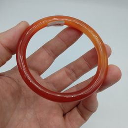 64.00mm Certified Chinese Natural Agate Chalcedony Red Jade Bracelet Bangle