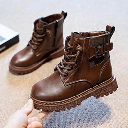Boots Fashion Children Girls Shoes Autumn Winter Kids Casual Leather Round Toe Ankle For Girl