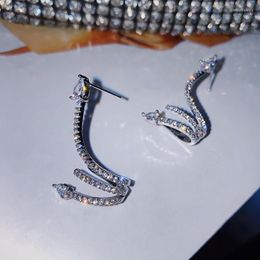 Backs Earrings Spiritual Snake Shaped Crystal Studs For Women Men Ear Cuff Vintage Rock Punk Cartilage Clip Piercing Jewellery Gifts245k