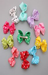 50pcs lot 3 2 Polka Dot Grosgrain Ribbon Hair Bows WITH Hair Clips Baby Girls039 Hair Accessories Boutique HairBows235G7847480