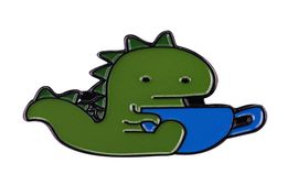 Funny Tea Rex Enamel Pin Adorable Dinosaur Tea Badge Combines two of the things in the world1872598