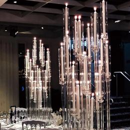 Party Decoration 10 Arms Crystal Candelabra For Wedding Centrepiece Acrylic Tube AB0197318u