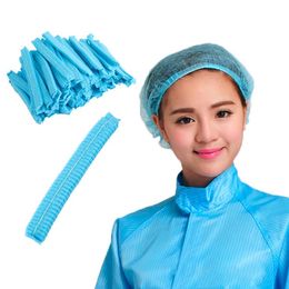 1 bag100 Pcs Disposable Breathable Dustproof Head Cover Cap Hat Hair Net Non Woven Anti Dust Hat Women hair headband accessorie4237167