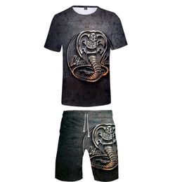 Karate Kid Cobra Kai 3D Printed Sweat Suit 2 Piece Set Men Short Sleeve T Shirt Beach Shorts Casual Tracksuit Matching Outfits3693557