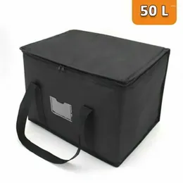 Storage Bags Thermal Insulation Delivery Bag Meal Waterproof Pizza Takeaway Cold Replacement Foldable Warm Black 1pcs