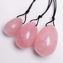 Decorative Objects & Figurines Drilled Jade Eggs Natural Rose Quartz Yoni Egg For Kegel Exercise Crystal Sphere Vaginal Ben Wa Bal315s