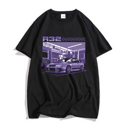 Initial d R32 Purple Drift Car t Shirt Men Summer Short Slee