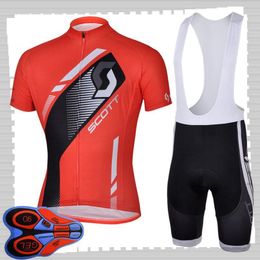 SCOTT team Cycling Short Sleeves jersey bib shorts sets Mens Summer Breathable Road bicycle clothing MTB bike Outfits Sports Uni279O