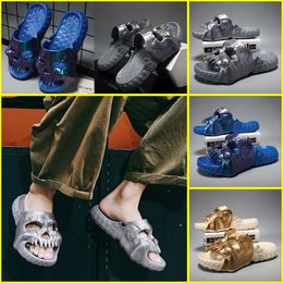 Spring Summer Slipper Light Weight Flat Anti-Slip Shoes Skull Design Single Band Skull Shape Slippers Slides for men 40-47