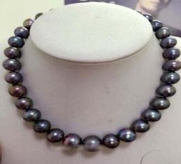 New Fine pearl Jewellery Stunning 8595mm round tahitian huge black red green pearl necklace 18quot 14kGP1109510