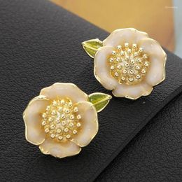 Stud Earrings Trendy Women's Earring 2024 Korean Cute Flower For Women Fresh And Sweet Statement Girl Daily Wear Jewellery