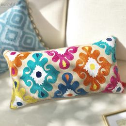 Pillow Embroidery Home Cover Decor Colourful Floral Ethnic Tassels Boho Style 30x60cm