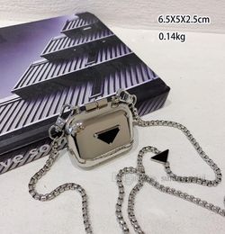 2022 Kids triangle metal purse lady style girls chain oneshoulder box bag luxury children messenger princess bags headset wallet 9278294