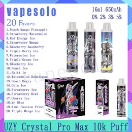 Authentic UZY Crystal Pro Max 10000 Puff Disposable E Cigarette Vape Pen Puffs 16 ml Pre-Filled Liquid 650 mAh Battery 20Flavors Vaporizer