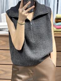 Women's Vests 2024 Fashion Pull Women Elagant Turtleneck Sleeveless Vest Sweater Knitted Pullover Autumn Winter Jumper Casual Tops R271