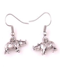 Apricot Fu Vintage Silver Animal Rhino Charm Pendants Dangle Earrings For WomenGirl Fashion Jewellery Gift7194552