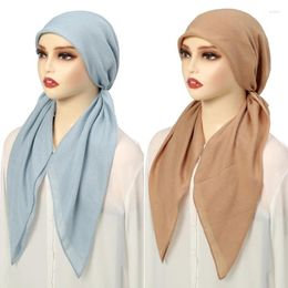 Scarves Muslim Women's Hijab Instant Inner Caps Islamic Long Tail Turban Beanies Chemo Bonnets Ethnic Style Solid Color Headscarf Hat