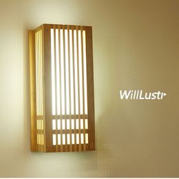 LED Bamboo Wall Sconce wood lamp Japan style lighting living room restaurant bar cafe el bedroom hall Izakaya lobby natural bam237p