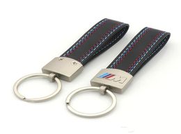 Hot Fashoin Metal Leather Keyring Keychain Key Chain Belt Chrome For VW BMW M Sport E46 E39 E60 F30 E90 F10 F30 E36 X5 E53 E349523325