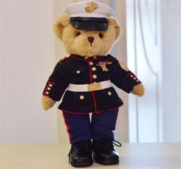 High quality teddy bear plush toy soft pp cotton uniform doll Collection Military gifts Veterans souvenir Christmas gift6885696