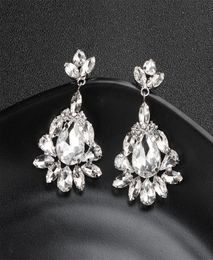 2018 Newest Fashion Water Drop Crystal Long Drop Earrings Women Wedding Jewellery Clear Bride Dangle Earrings Holiday Gifts JCC0584383362