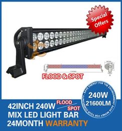 80LED 42quot 240W LED Work Light Bar OffRoad SUV ATV 4WD 4x4 Spot Flood Combo Beam 932V 15000lm Jeep Truck Driving Fog He9001426