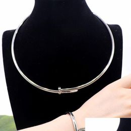 Chokers Luxury Love Gold Nail Designer Womens Stainless Steel Fashion Necklace Jewellery Gifts For Male Accessory Drop Delivery Dh2Xw