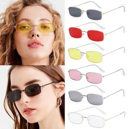 Sunglasses Vintage Rectangle Brand Shades Classic Candy Color Metal Rectangular Sun Glasses Retro Fashion Eyewear UV400
