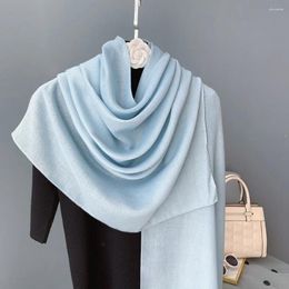 Scarves Plain Solid Cotton Scarf For Women Winter Warm Tassel Linen Pashmina Hijab Lady Foulard Shawls Wraps Female Bandana