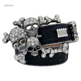 Bb Simon Belt Designer Top Quality Mens Womens with Full Rhinestone Belts Skull Needle Buckle Waistbands for Gift NJ8P