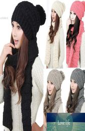 2Pcs Winter Warm Scarves And Hats Sets For Women Thicken Knitted Hat Faux Fur Scarf Quality Valentine039s Day gift Factory pric2169718