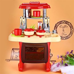 Kids Pretend Play Simulation Kitchen Toys Set Cooking Game Miniature Food Mini Cookware Music Light Toys Simulation Model LJ2012112339