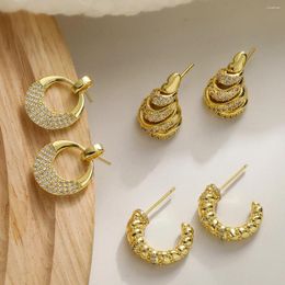 Stud Earrings Mafisar Trendy Gold Colour Copper Wedding Jewellery Shiny CZ Zircon Inlay Geometric For Elegant Women Wholesale