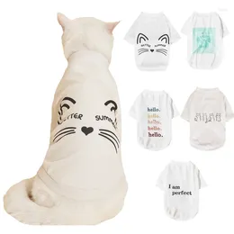 Dog Apparel Clothes White Mesh Breathable Cool Sunscreen Round Neck Pet T-shirt Bull Cat