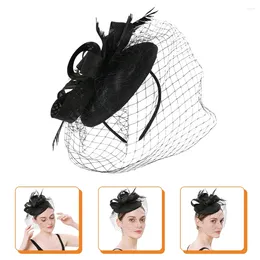 Bandanas Wedding Shower Dress For Bride Cocktail Party Hat Tiara Mesh Fascinator Headband