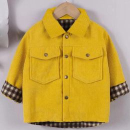 Jackets Toddler Kids Baby Girls Boys Plaid Button Up Pocket Corduroy Jacket Coat Outerwear Windproof Warm Clothes