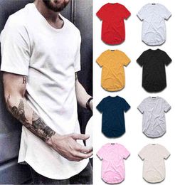 Men039s t Shirt Fashion Extended Street Styletshirt Clothing Curved Hem Long Line Tops Tees Hip Hop Urban Blank Basic t Shirts4000342