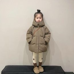 Down Coat 3Colors Baby Girls Boys Winter Long Coats Cotton Padded Hooded Warm Kids Children Birthday Clothes Overcoats